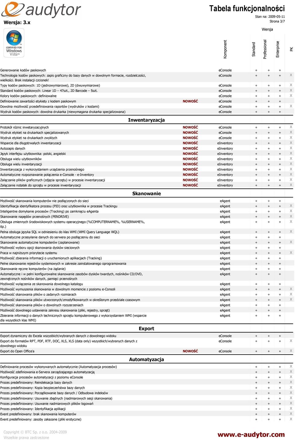 Kolory kodów paskowych: definiowalne Definiowanie zawartości etykiety z kodem paskowym Dowolna możliwość przedefiniowania raportów (wydruków z kodami) Wydruk kodów paskowych: dowolna drukarka