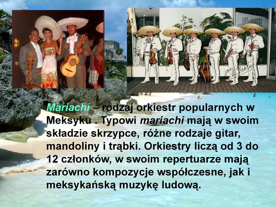 gitar, mandoliny i trąbki.