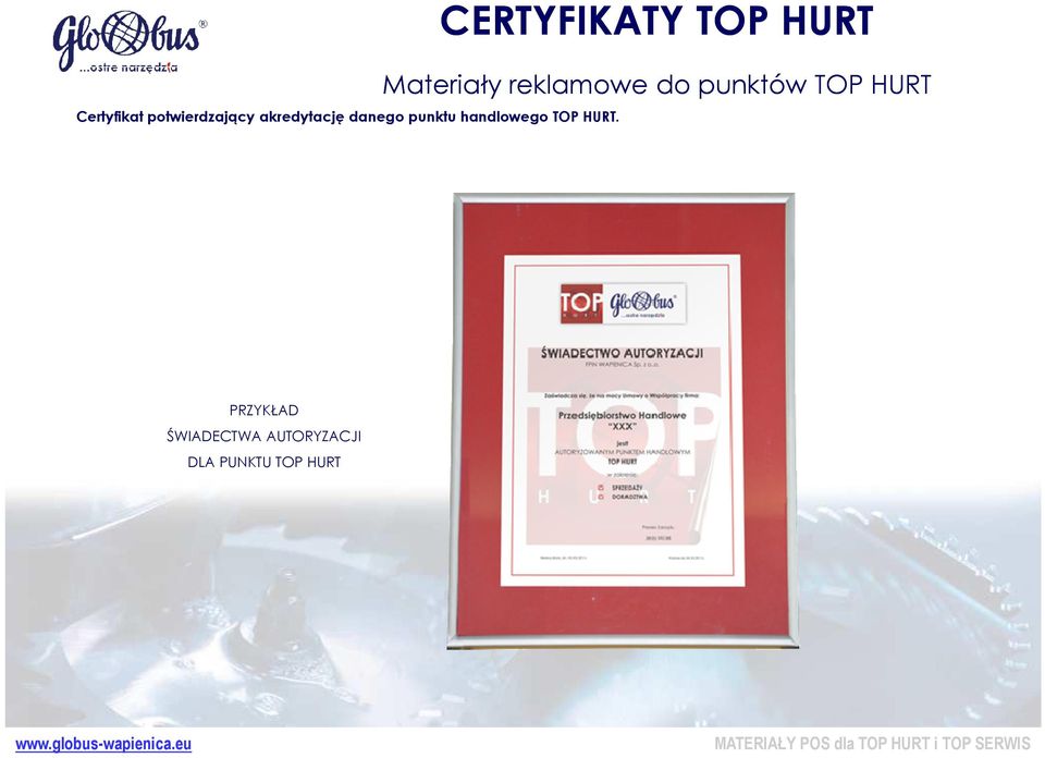 CERTYFIKATY TOP HURT Materiały reklamowe do