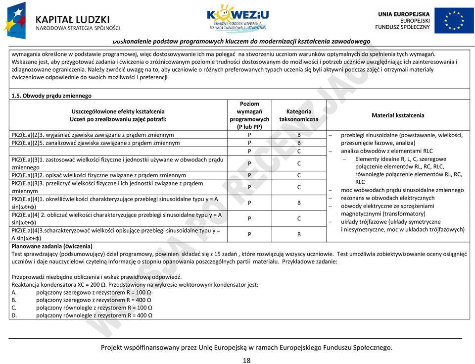 Należy zwrócić uwagę na to, aby uczniowie o różnych preferowanych typach uczenia się byli aktywni podczas zajęć i otrzymali materiały ćwiczeniowe odpowiednie do swoich możliwości i preferencji 1.5.