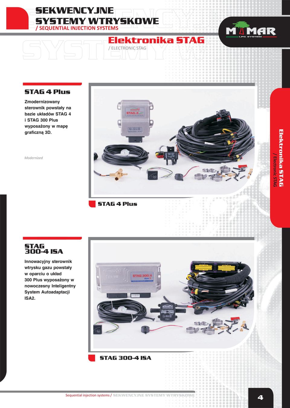 Elektronika STAG / Electronic STAG STAG 4 Plus STAG 300-4 ISA Innowacyjny sterownik wtrysku gazu powsta³y w oparciu o uk³ad 300 Plus wyposa ony w nowoczesny Inteligentny System