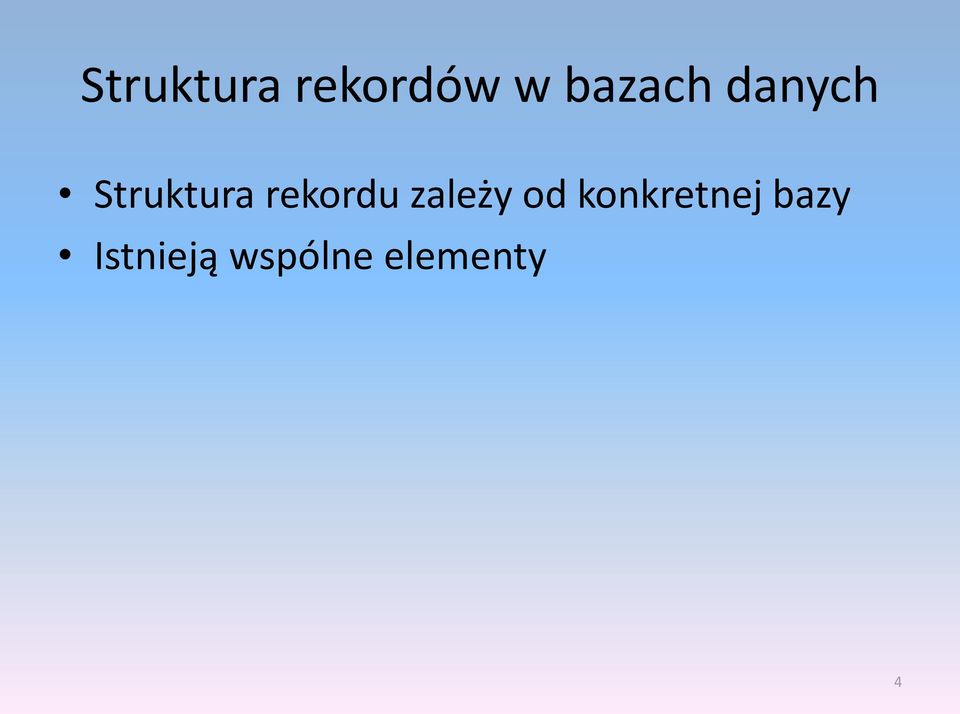 rekordu zależy od