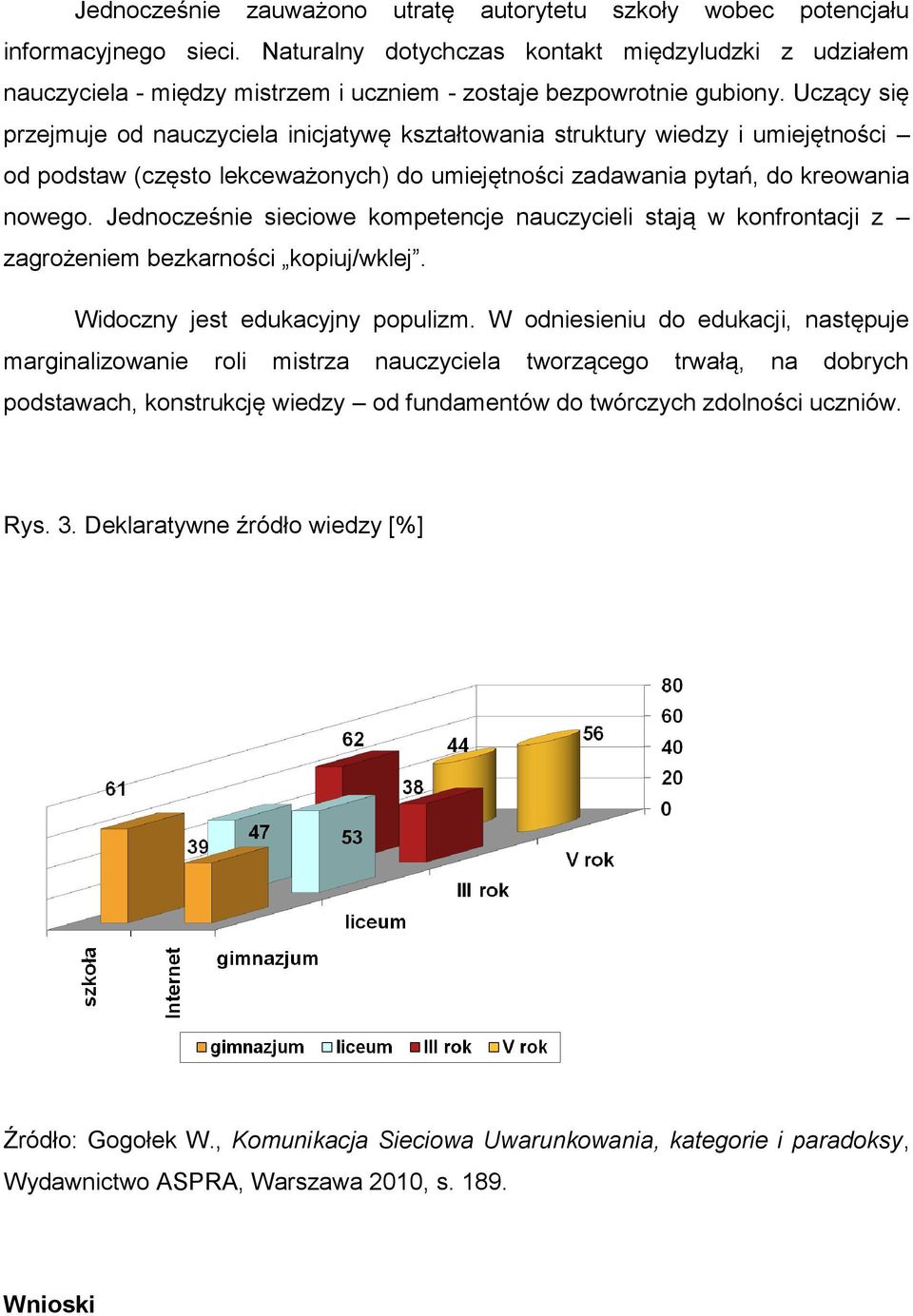 Uczący się przejmuje od nauczyciela inicjatywę kształtowania struktury wiedzy i umiejętności od podstaw (często lekceważonych) do umiejętności zadawania pytań, do kreowania nowego.