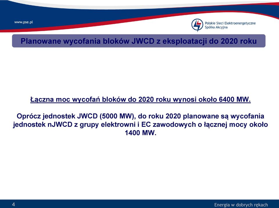 Oprócz jednostek JWCD (5000 MW), do roku 2020 planowane są