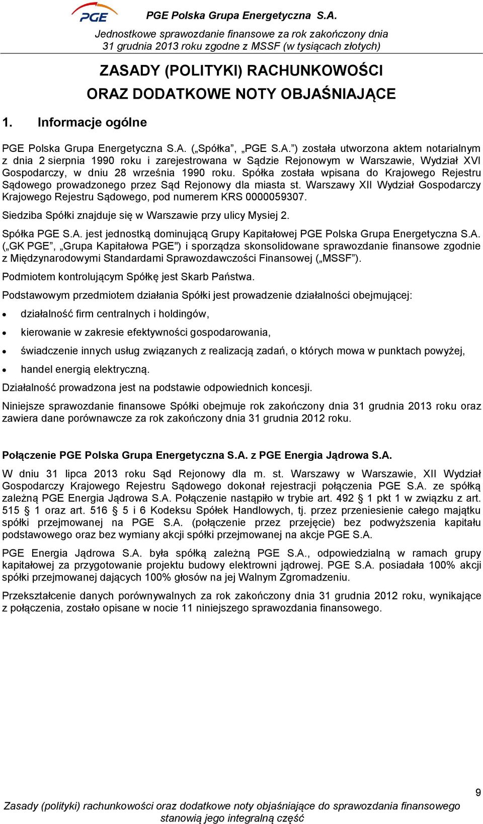 Spółka została wpisana do Krajowego Rejestru Sądowego prowadzonego przez Sąd Rejonowy dla miasta st. Warszawy XII Wydział Gospodarczy Krajowego Rejestru Sądowego, pod numerem KRS 0000059307.