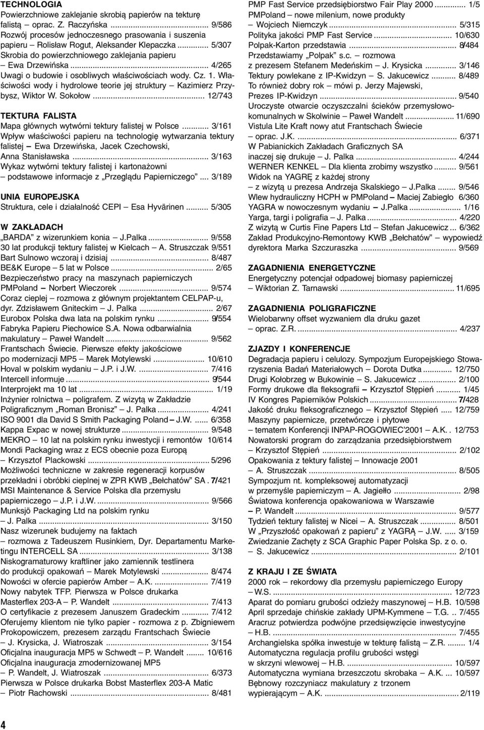 Wła ściwości wody i hydrolowe teorie jej struktury Kazimierz Przy bysz, Wiktor W. Sokołow... 12/743 TEKTURA FALISTA Mapa głównych wytwórni tektury falistej w Polsce.