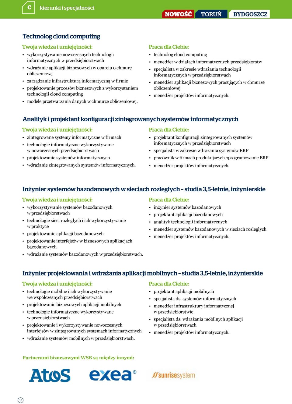 technolog cloud computing menedżer w działach informatycznych przedsiębiorstw specjalista w zakresie wdrażania technologii informatycznych w przedsiębiorstwach menedżer aplikacji biznesowych