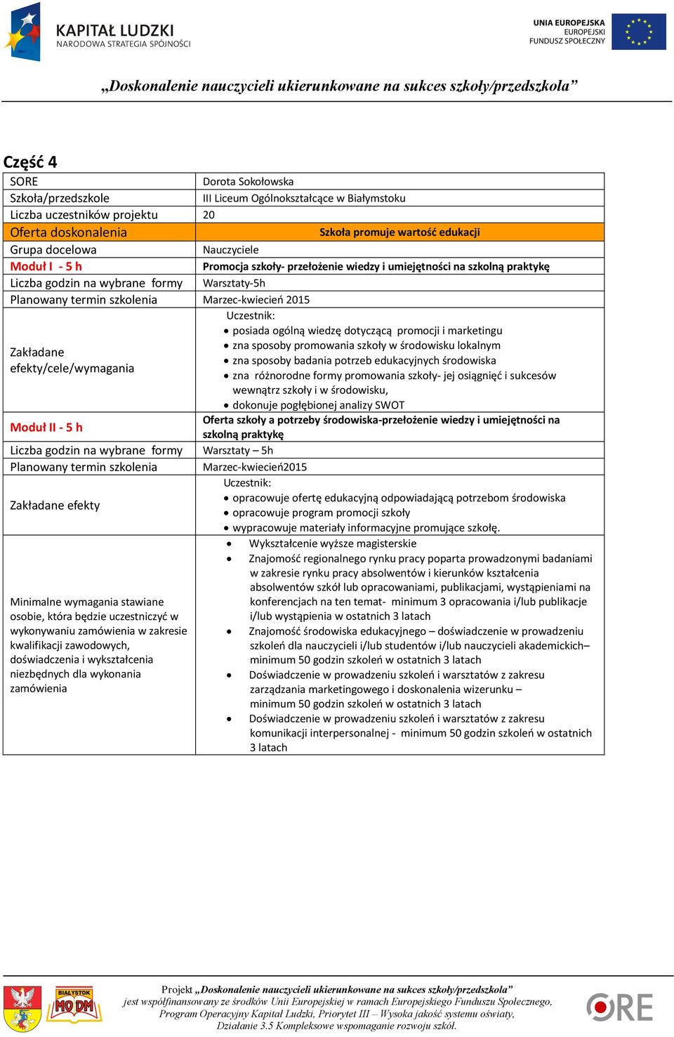 sposoby promowania szkoły w środowisku lokalnym Zakładane zna sposoby badania potrzeb edukacyjnych środowiska efekty/cele/wymagania zna różnorodne formy promowania szkoły- jej osiągnięć i sukcesów