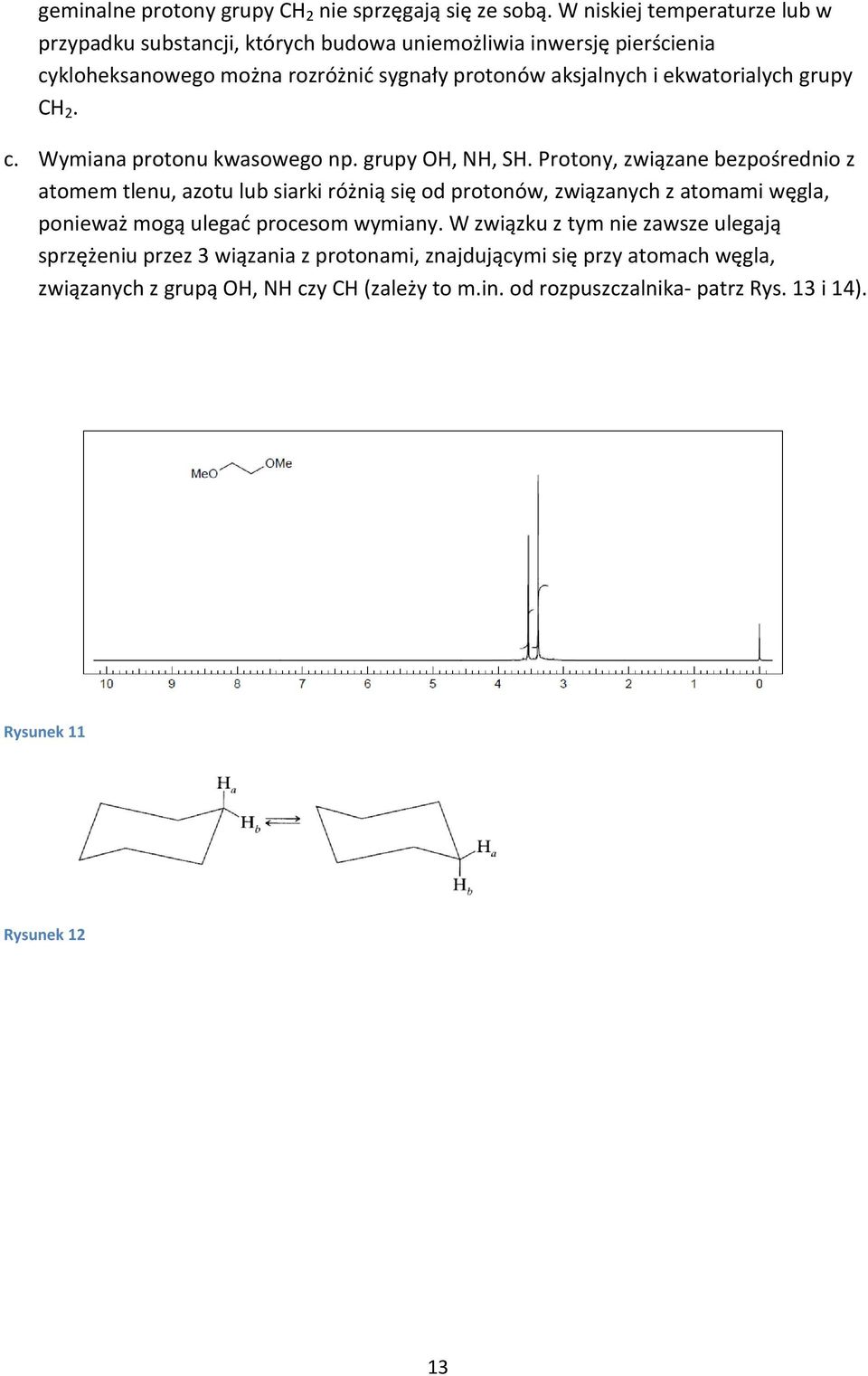 ekwatorialych grupy CH 2. c. Wymiana protonu kwasowego np. grupy OH, NH, SH.