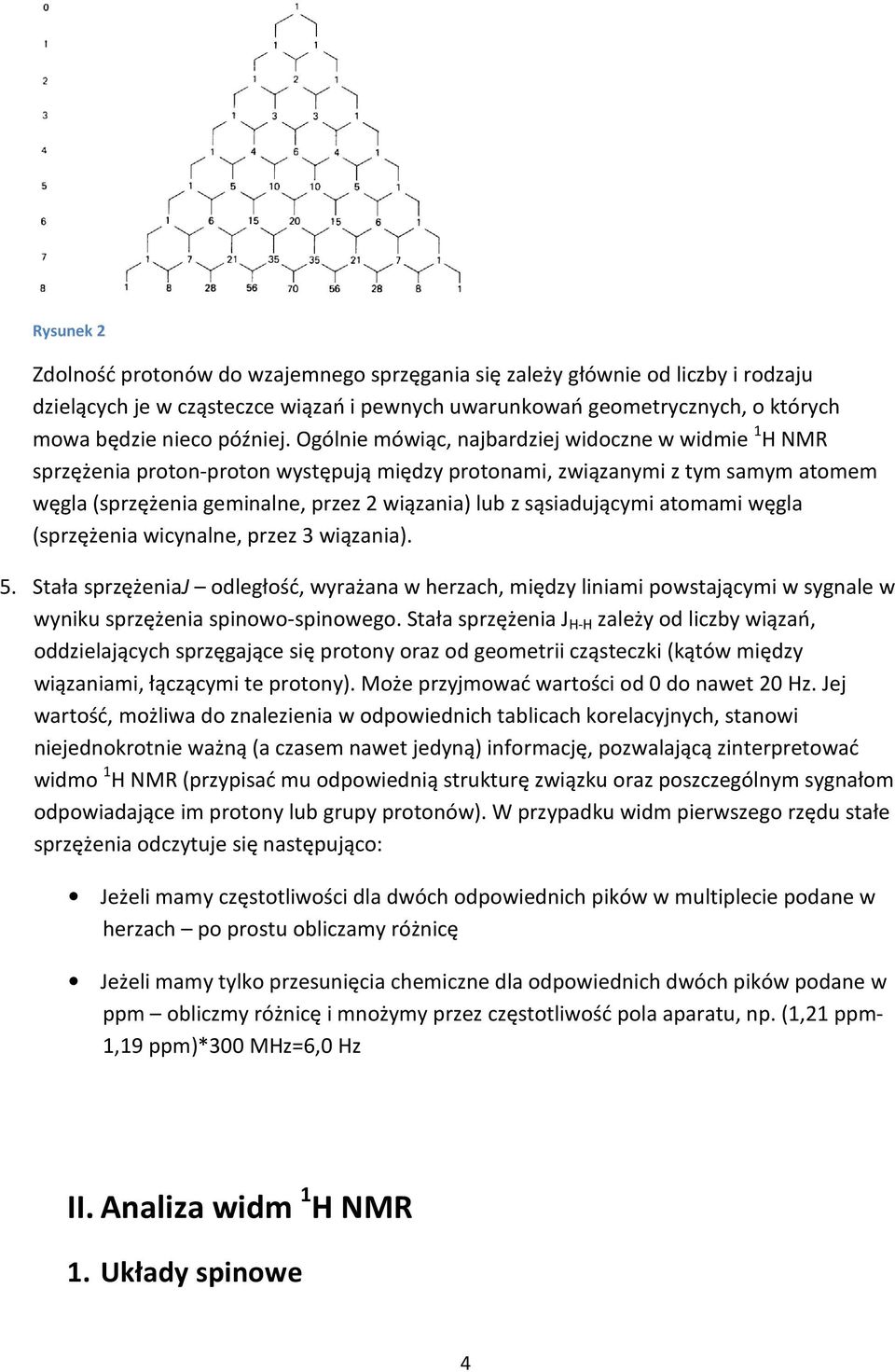 sąsiadującymi atomami węgla (sprzężenia wicynalne, przez 3 wiązania). 5. Stała sprzężeniaj odległość, wyrażana w herzach, między liniami powstającymi w sygnale w wyniku sprzężenia spinowo-spinowego.