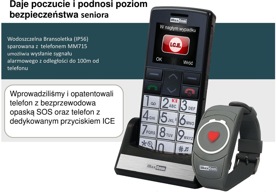 odległości do 100m od telefonu Wprowadziliśmy i opatentowali Wprowadziliśmy i