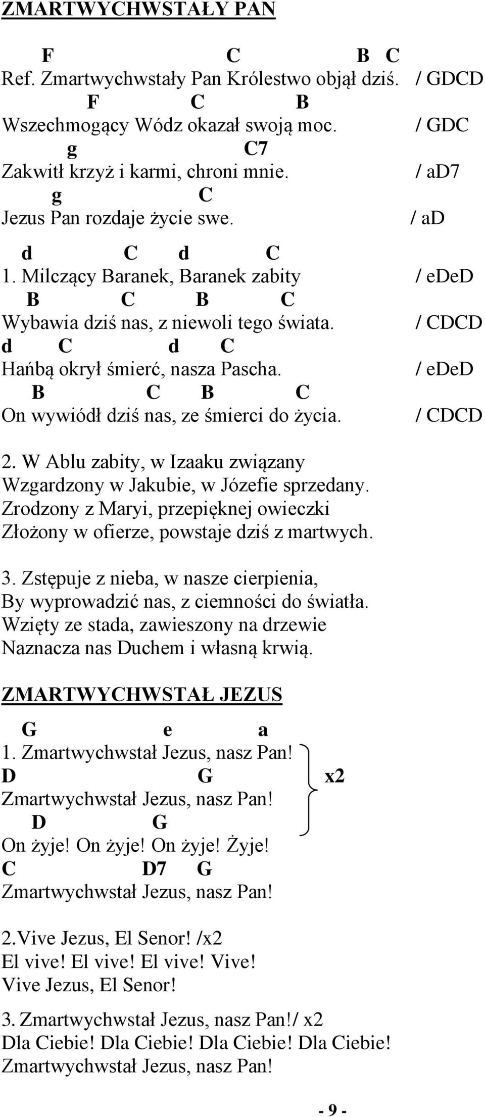 W Ablu zbity, w Izku związny Wzgrdzony w Jkubi, w Józfi sprzdny. Zrodzony z Mryi, przpięknj owiczki Złożony w ofirz, powstj dziś z mrtwych. 3.