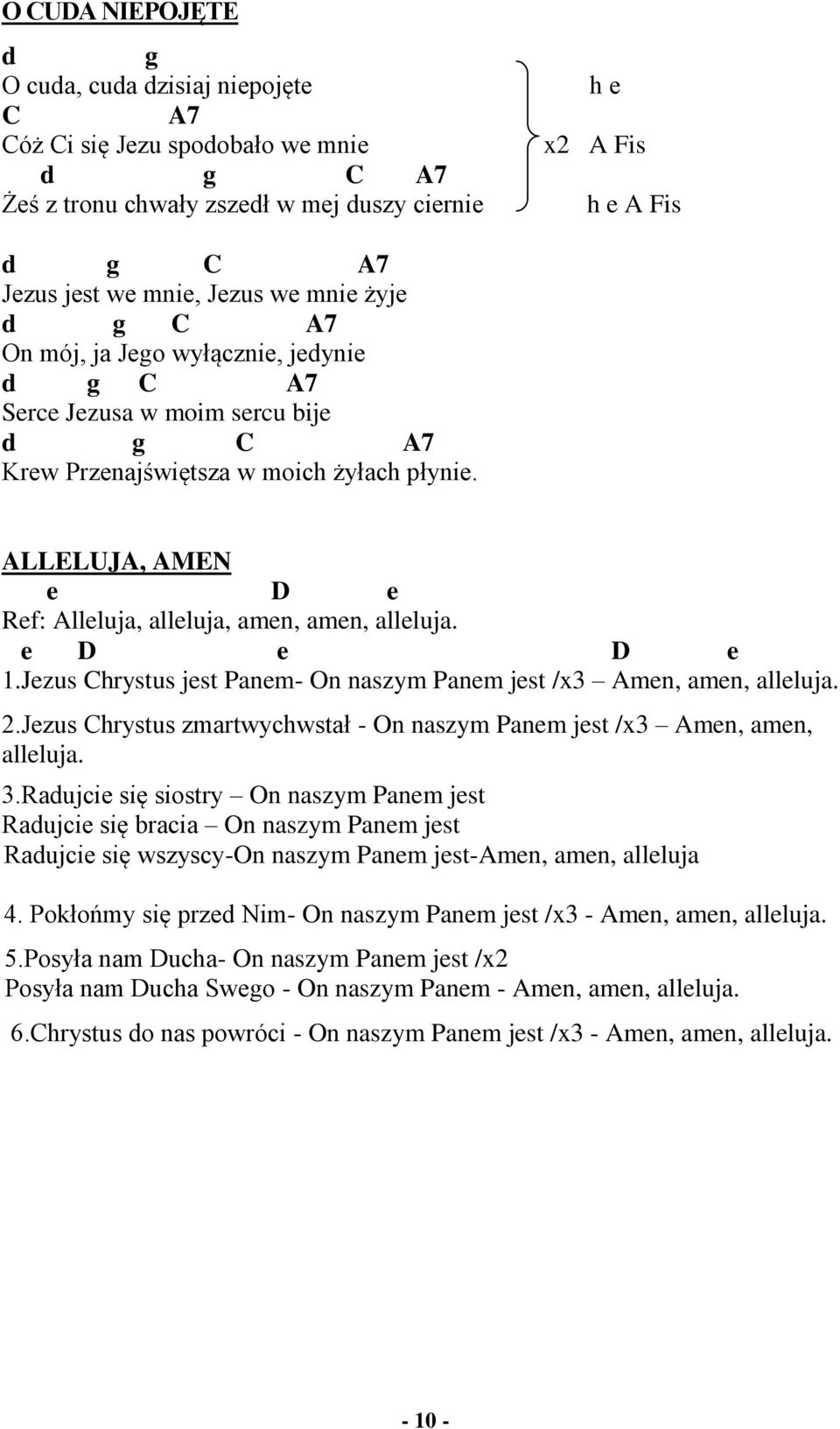 Jzus Chrystus jst Pnm- On nszym Pnm jst /x3 Amn, mn, llluj. 2.Jzus Chrystus zmrtwychwstł - On nszym Pnm jst /x3 Amn, mn, llluj. 3.