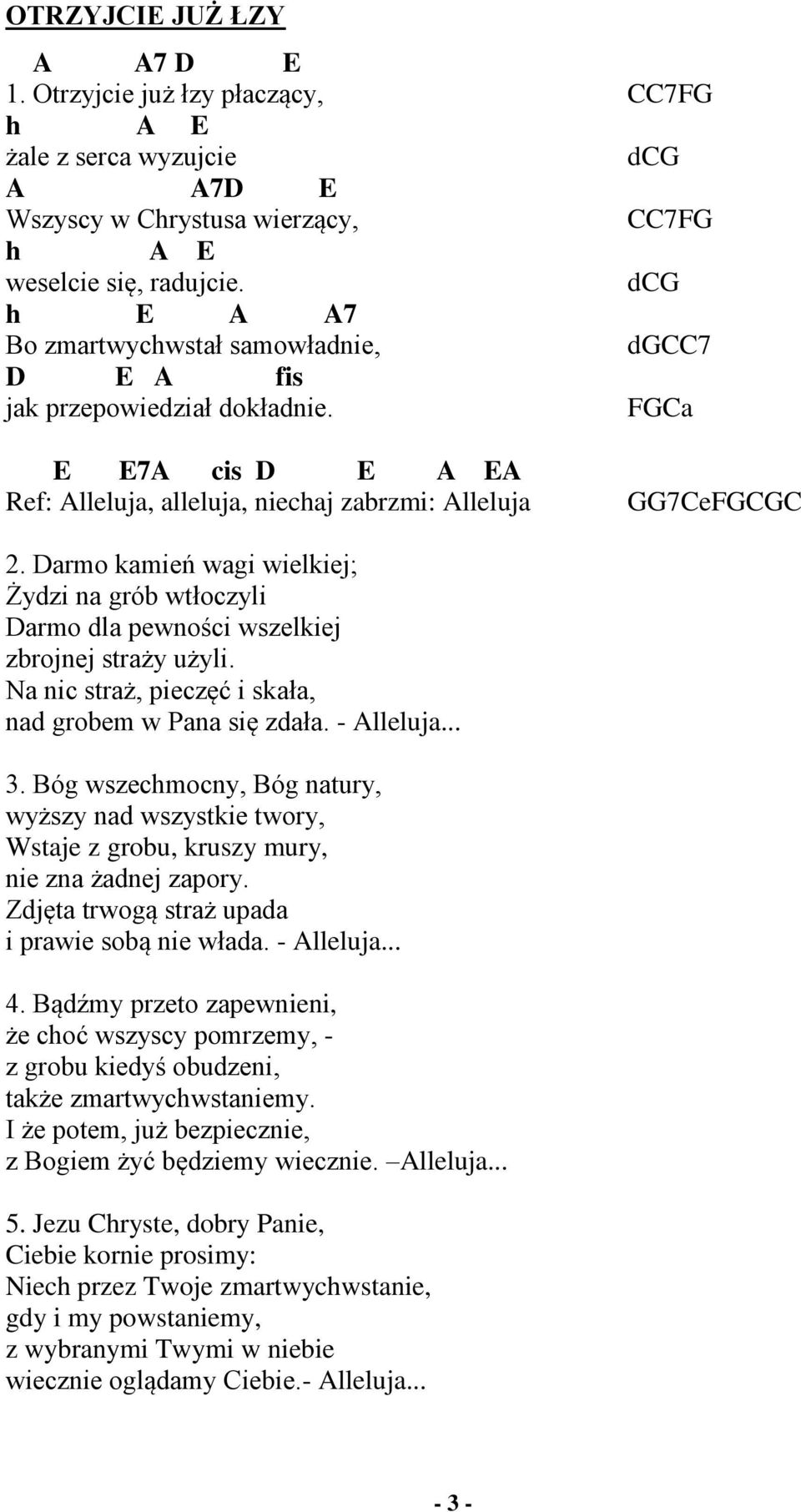 Drmo kmiń wgi wilkij; Żydzi n grób wtłoczyli Drmo dl pwności wszlkij zbrojnj strży użyli. N nic strż, piczęć i skł, nd grobm w Pn się zdł. - Allluj... 3.