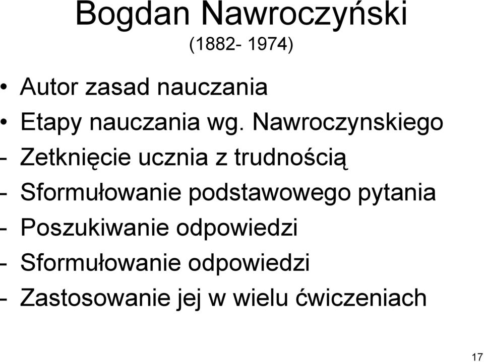 Nawroczynskiego - Zetknięcie ucznia z trudnością -