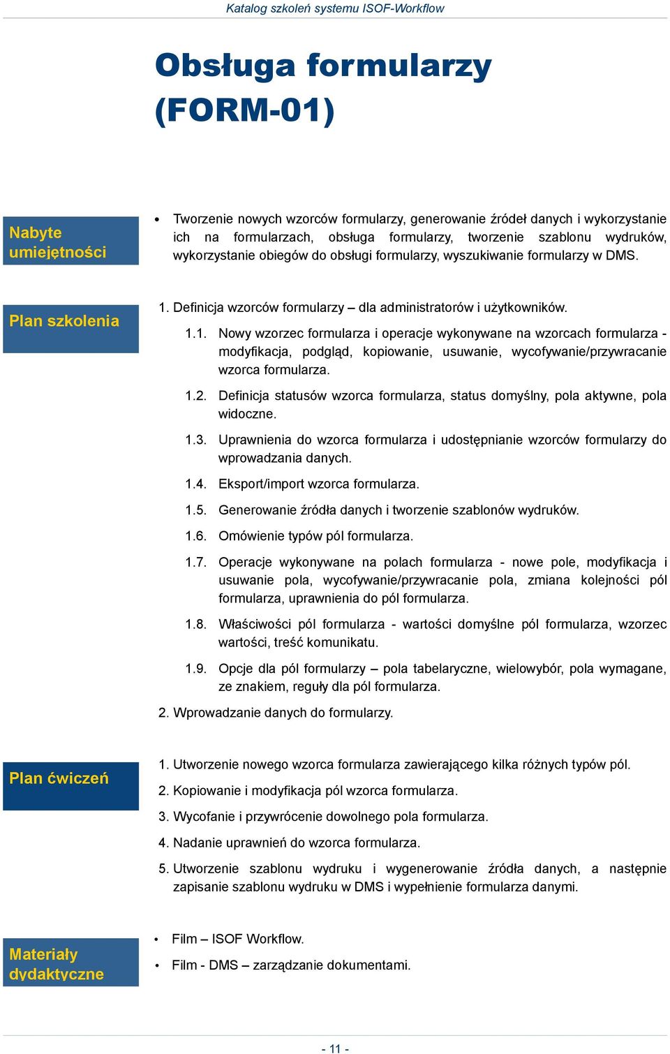 Definicja wzorców formularzy dla administratorów i użytkowników. 1.