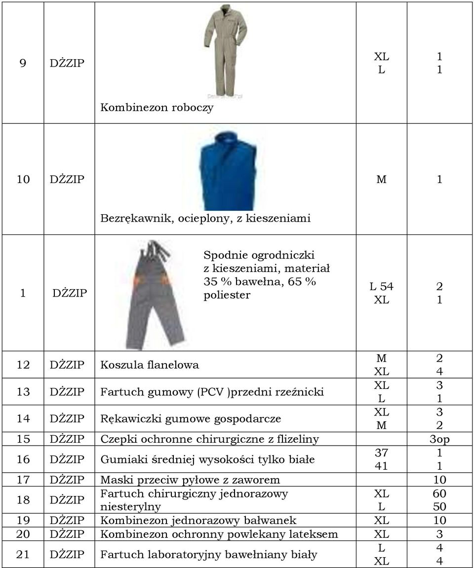 z flizeliny op 7 6 DŻZIP Gumiaki średniej wysokości tylko białe 7 DŻZIP aski przeciw pyłowe z zaworem 0 Fartuch chirurgiczny jednorazowy X 60 8 DŻZIP