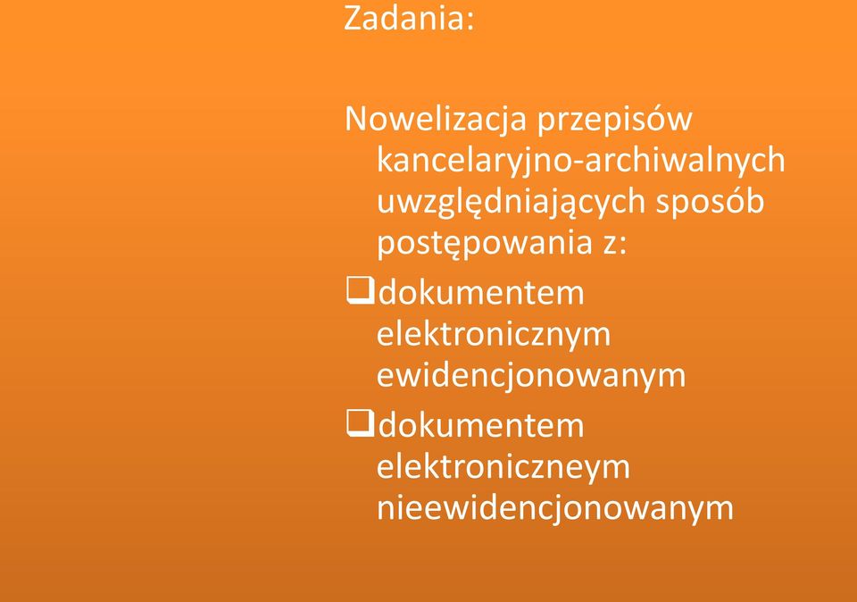 sposób postępowania z: dokumentem