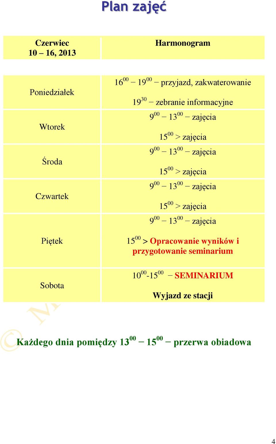 zajęcia 9 00 13 00 zajęcia 15 00 > zajęcia 9 00 13 00 zajęcia 15 00 > Opracowanie wyników i przygotowanie