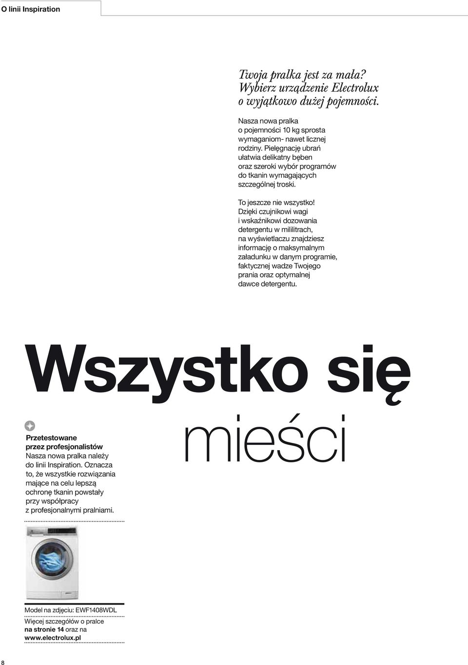 Dzięki czujnikowi wagi i wskaźnikowi dozowania detergentu w mililitrach, na wyświetlaczu znajdziesz informację o maksymalnym załadunku w danym programie, faktycznej wadze Twojego prania oraz