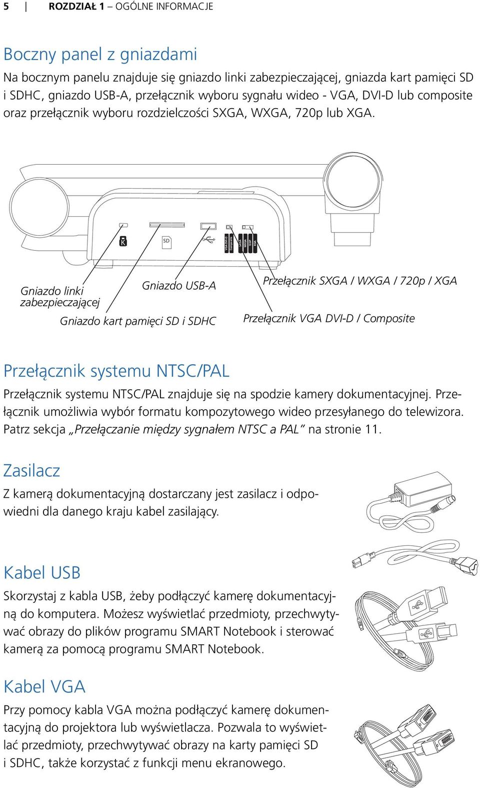 K SD VGA DVI-D Composite SXGA WXGA 720P XGA Gniazdo linki Gniazdo USB-A zabezpieczającej Gniazdo kart pamięci SD i SDHC Przełącznik SXGA / WXGA / 720p / XGA Przełącznik VGA DVI-D / Composite