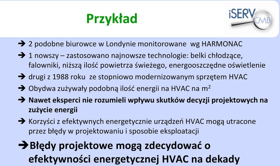 energii na HVAC na m 2 Nawet eksperci nie rozumieli wpływu skutków decyzji projektowych na zużycie energii Korzyści z efektywnych energetycznie