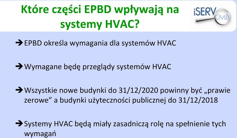 HVAC Wszystkie nowe budynki do 31/12/2020 powinny byd prawie zerowe a