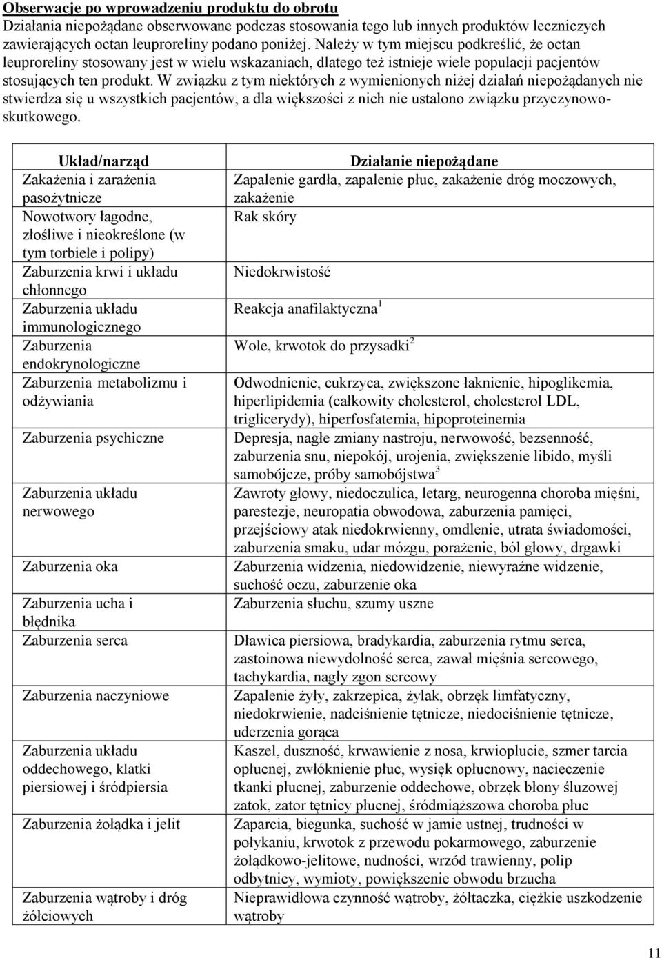 W związku z tym niektórych z wymienionych niżej działań niepożądanych nie stwierdza się u wszystkich pacjentów, a dla większości z nich nie ustalono związku przyczynowoskutkowego.