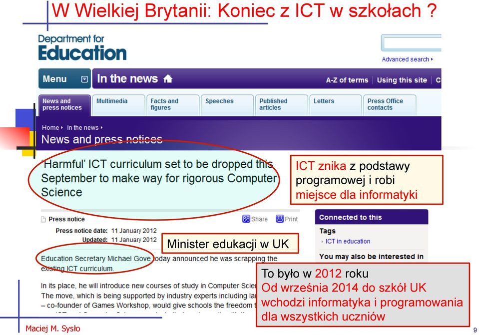 M. Sysło ICT znika z podstawy programowej i robi miejsce dla informatyki