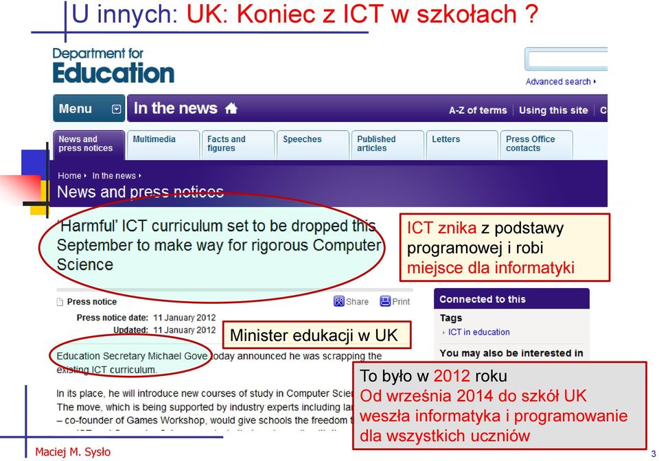 M. Sysło ICT znika z podstawy programowej i robi miejsce dla informatyki