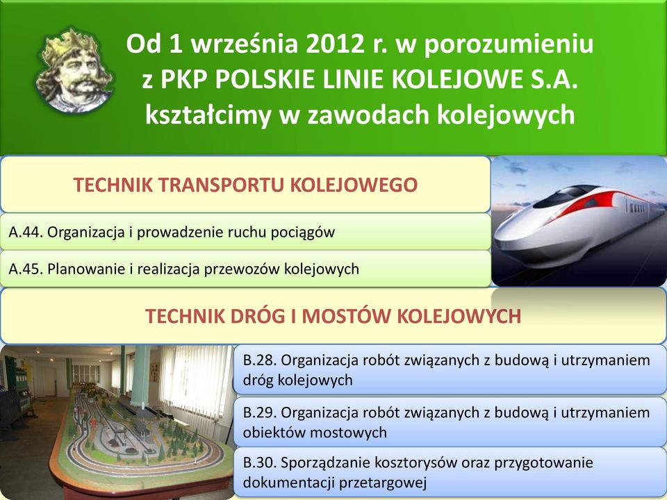 Planowanie i realizacja przewozów kolejowych TECHNIK DRÓG I MOSTÓW KOLEJOWYCH B.28.