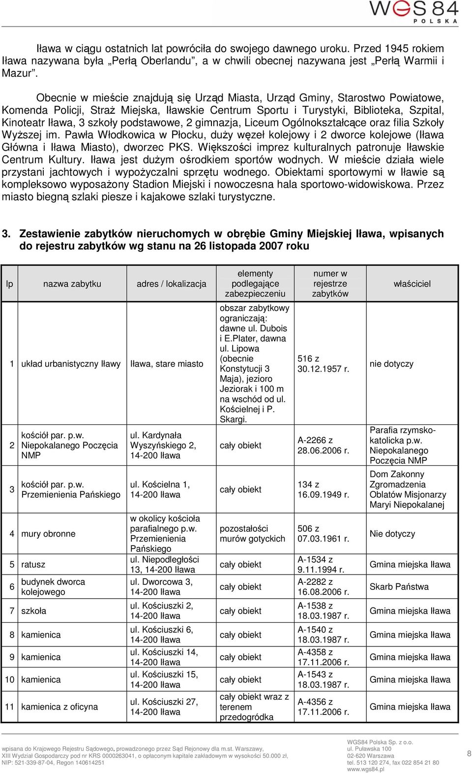 podstawowe, 2 gimnazja, Liceum Ogólnokształcące oraz filia Szkoły Wyższej im. Pawła Włodkowica w Płocku, duży węzeł kolejowy i 2 dworce kolejowe (Iława Główna i Iława Miasto), dworzec PKS.