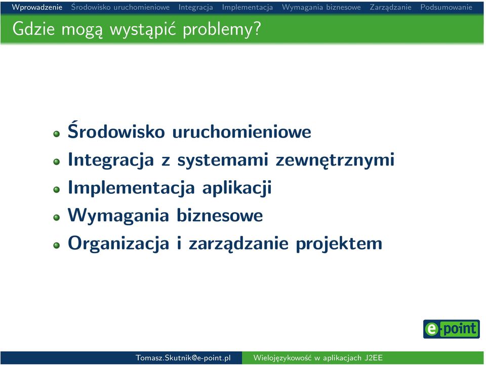 systemami zewnętrznymi Implementacja