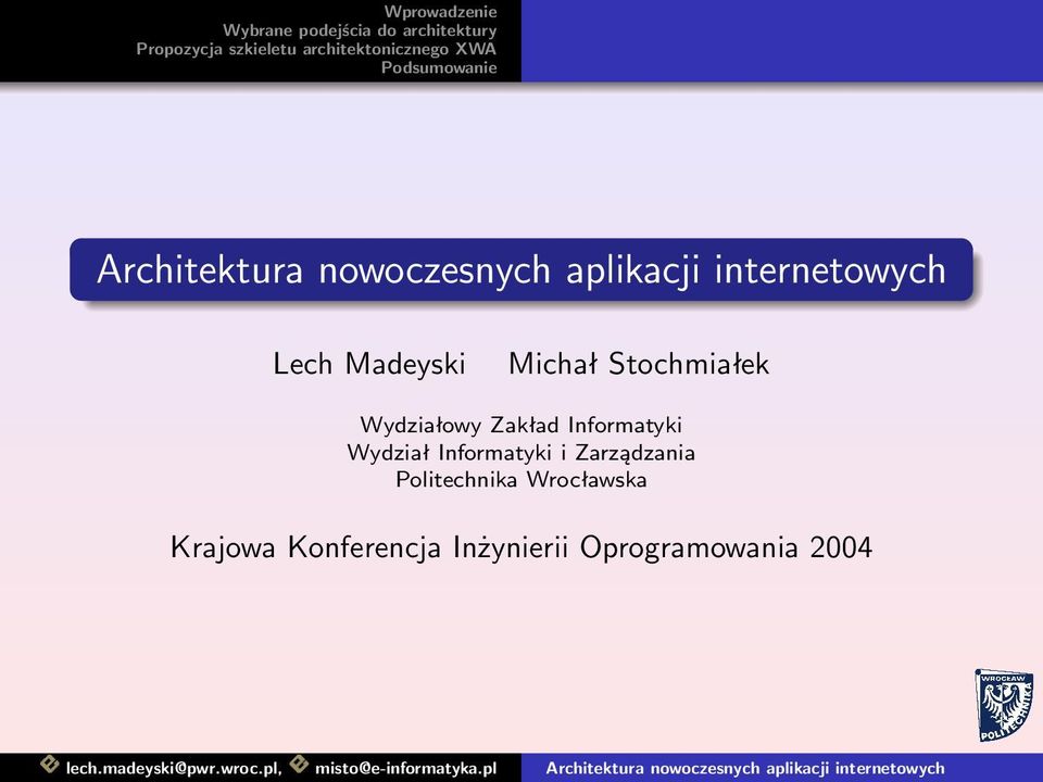 Informatyki Wydział Informatyki i Zarządzania