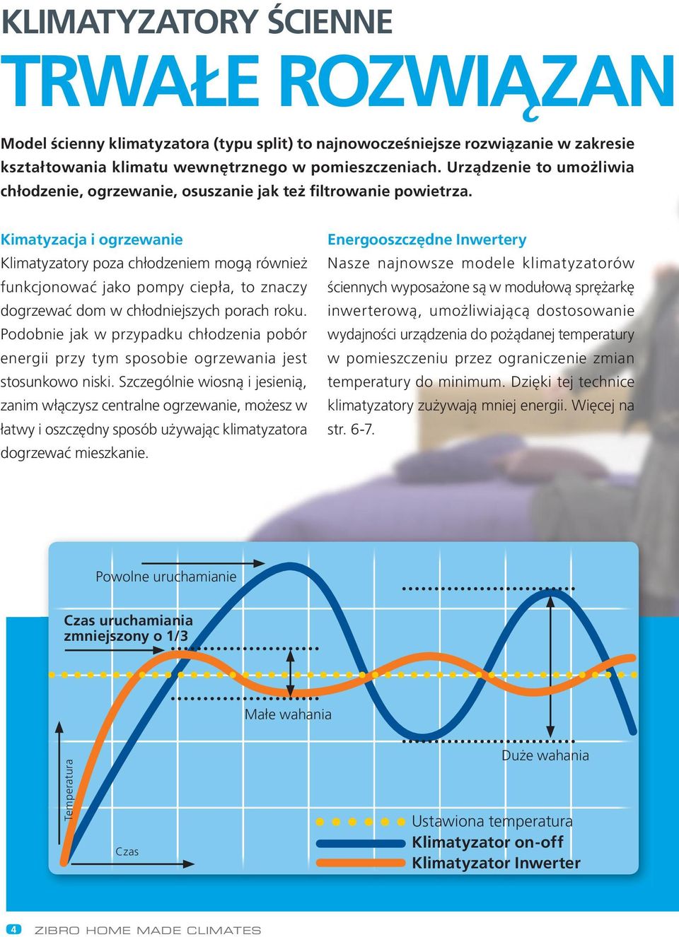 Kimatyzacja i ogrzewanie Klimatyzatory poza chłodzeniem mogą również funkcjonować jako pompy ciepła, to znaczy dogrzewać dom w chłodniejszych porach roku.