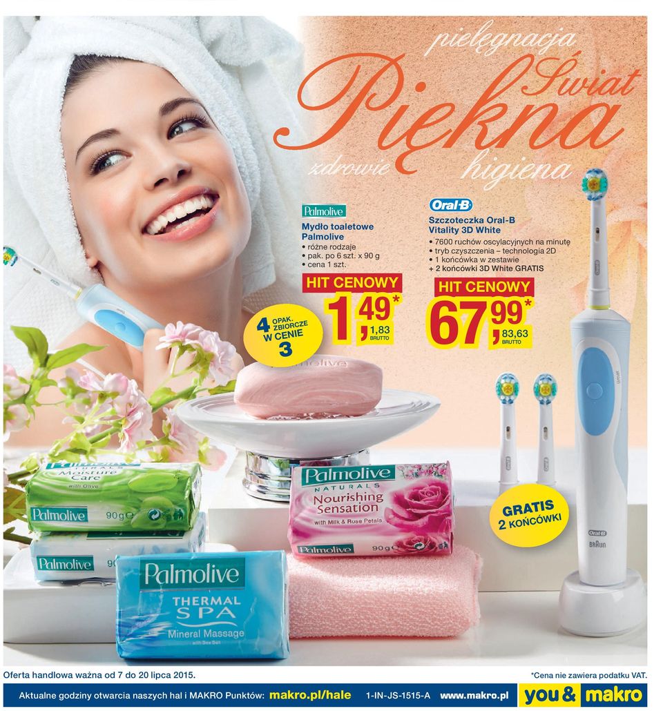 czyszczenia technologia 2D 1 końcówka w zestawie + 2 końcówki 3D White GRATIS HIT CENOWY 67, 99*,83,63 GRATIS 2