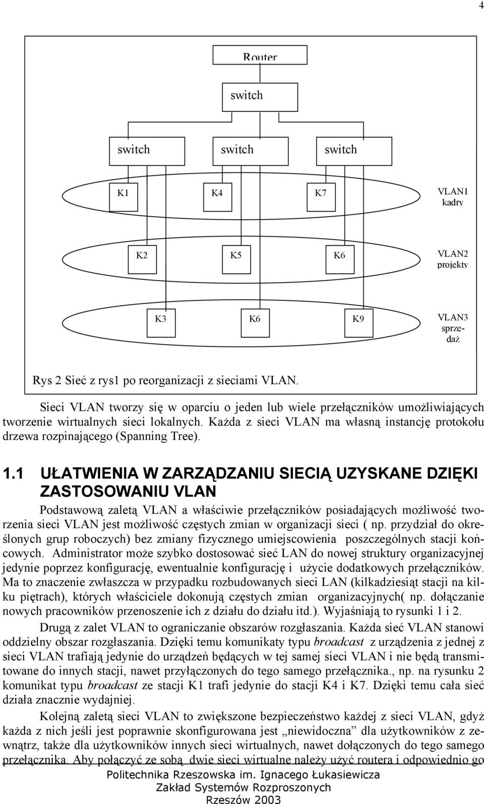 Każda z sieci VLAN ma własną instancję protokołu drzewa rozpinającego (Spanning Tree). 1.