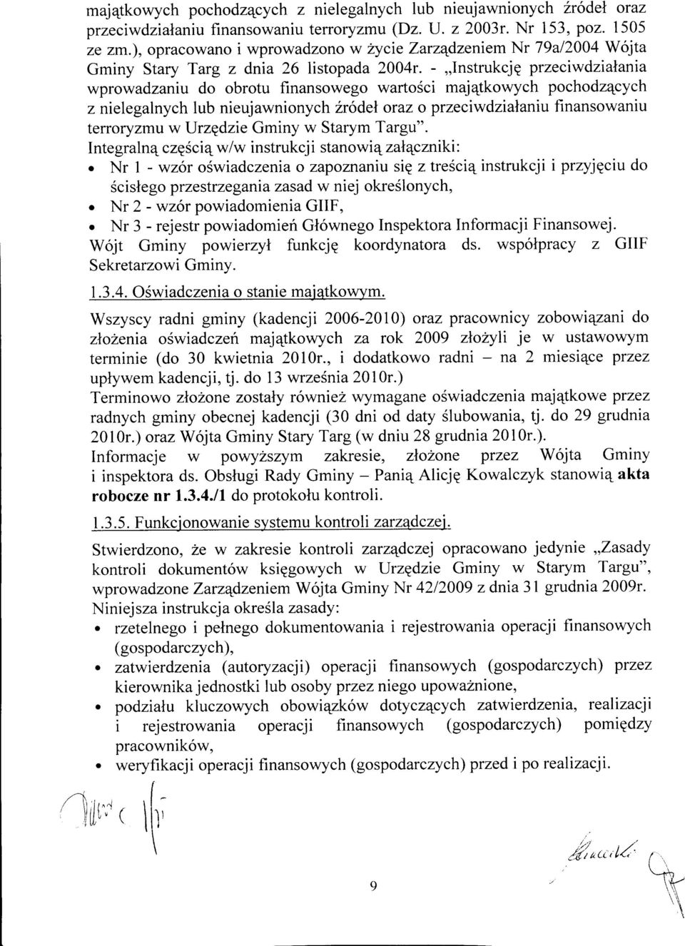 -,,Instrukcjg przeciwdz\alania wprowadzaniu do obrotu finansowego wartosci majqtkowych pochodz4cych z nielegalnych lub nieujawnionych 1rodel oraz o przeciwdzialaniu finansowaniu terroryzmu w Urzqdzie