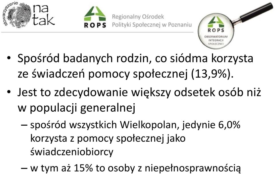 Jest to zdecydowanie większy odsetek osób niż w populacji generalnej