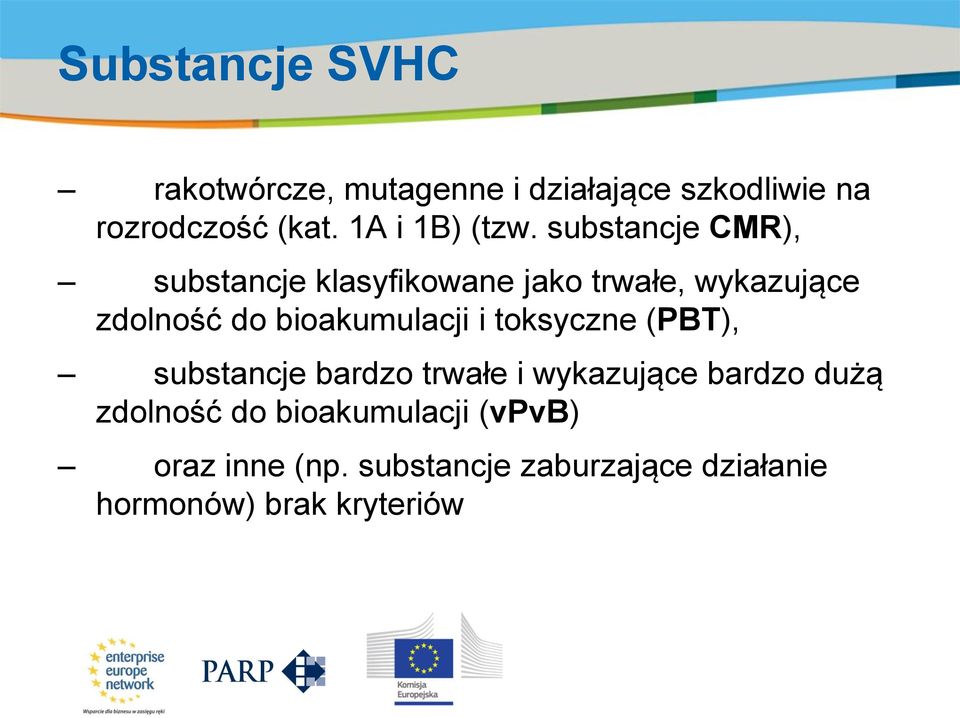 substancje CMR), substancje klasyfikowane jako trwałe, wykazujące zdolność do bioakumulacji