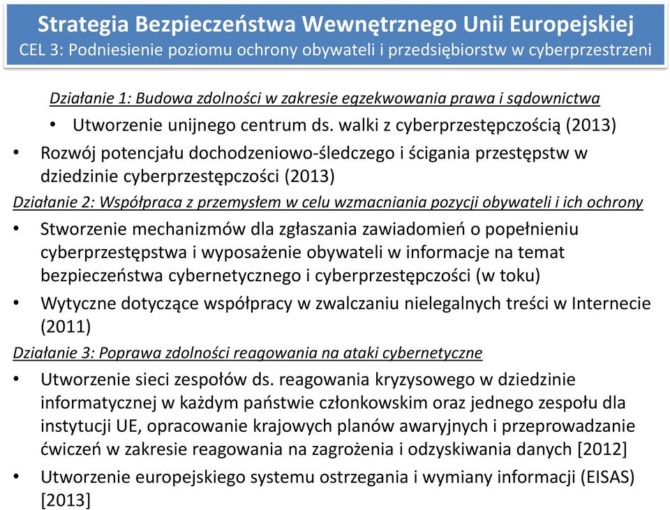 walki z cyberprzestępczością (2013) Rozwój potencjału dochodzeniowo-śledczego i ścigania przestępstw w dziedzinie cyberprzestępczości (2013) Działanie 2: Współpraca z przemysłem w celu wzmacniania