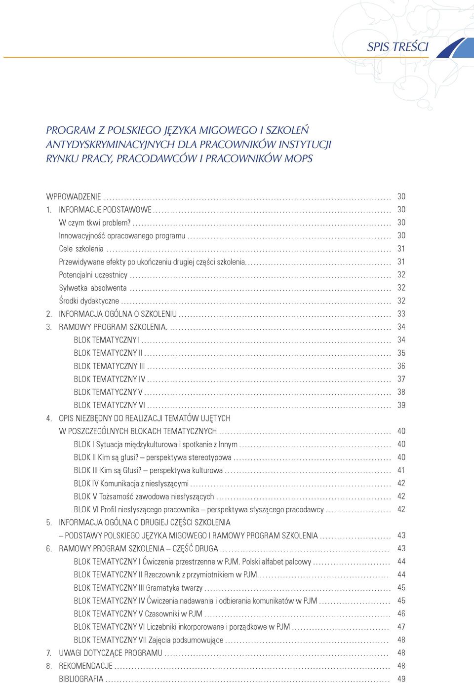 .. Środki dydaktyczne... 2. INFORMACJA OGÓLNA O SZKOLENIU... 3. RAMOWY PROGRAM SZKOLENIA.... BLOK TEMATYCZNY I... BLOK TEMATYCZNY II... BLOK TEMATYCZNY III... BLOK TEMATYCZNY IV... BLOK TEMATYCZNY V.