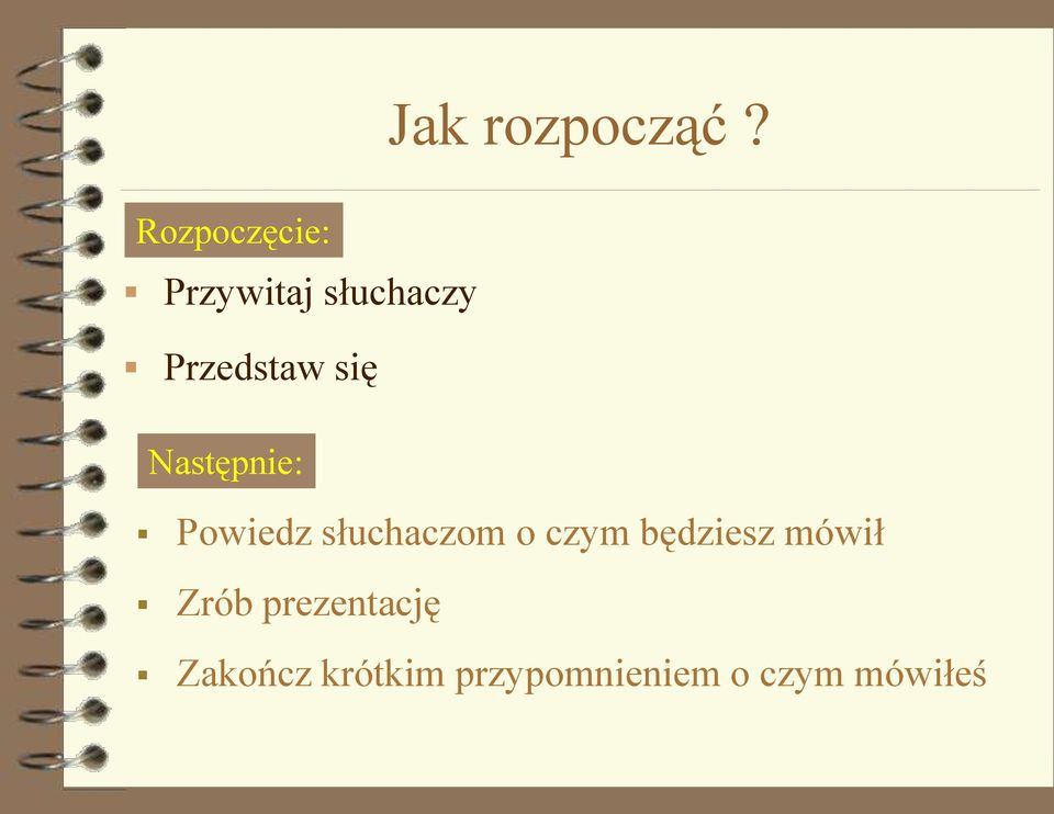 Powiedz słuchaczom o czym będziesz mówił