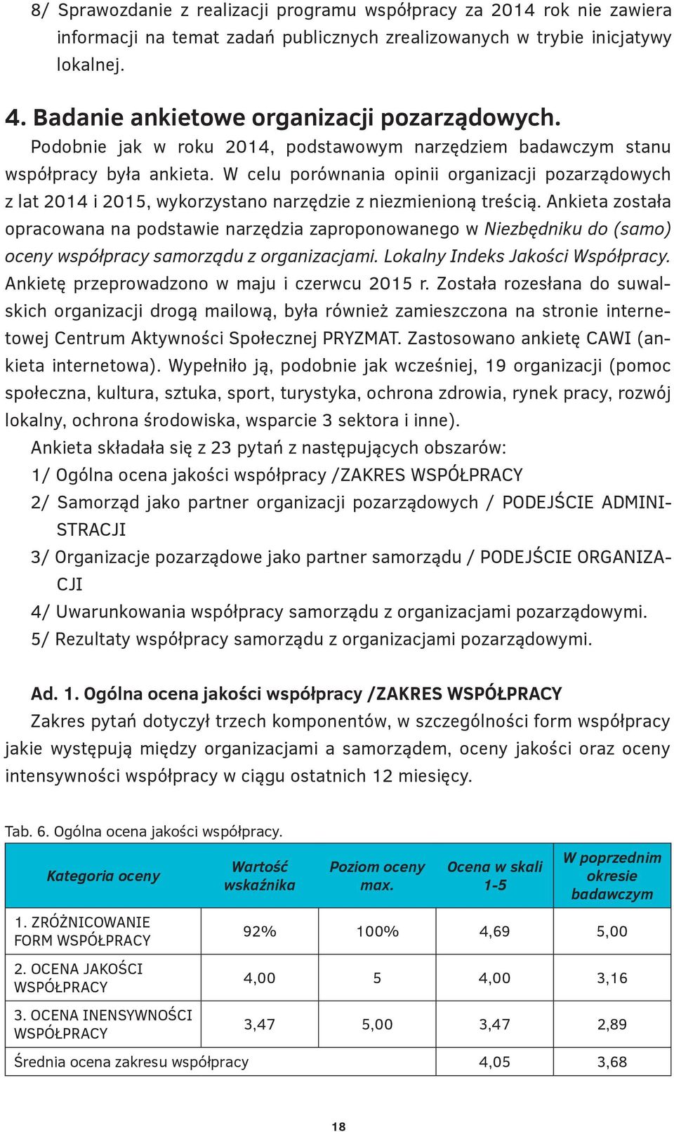 W celu porównania opinii organizacji pozarządowych z lat 2014 i 2015, wykorzystano narzędzie z niezmienioną treścią.