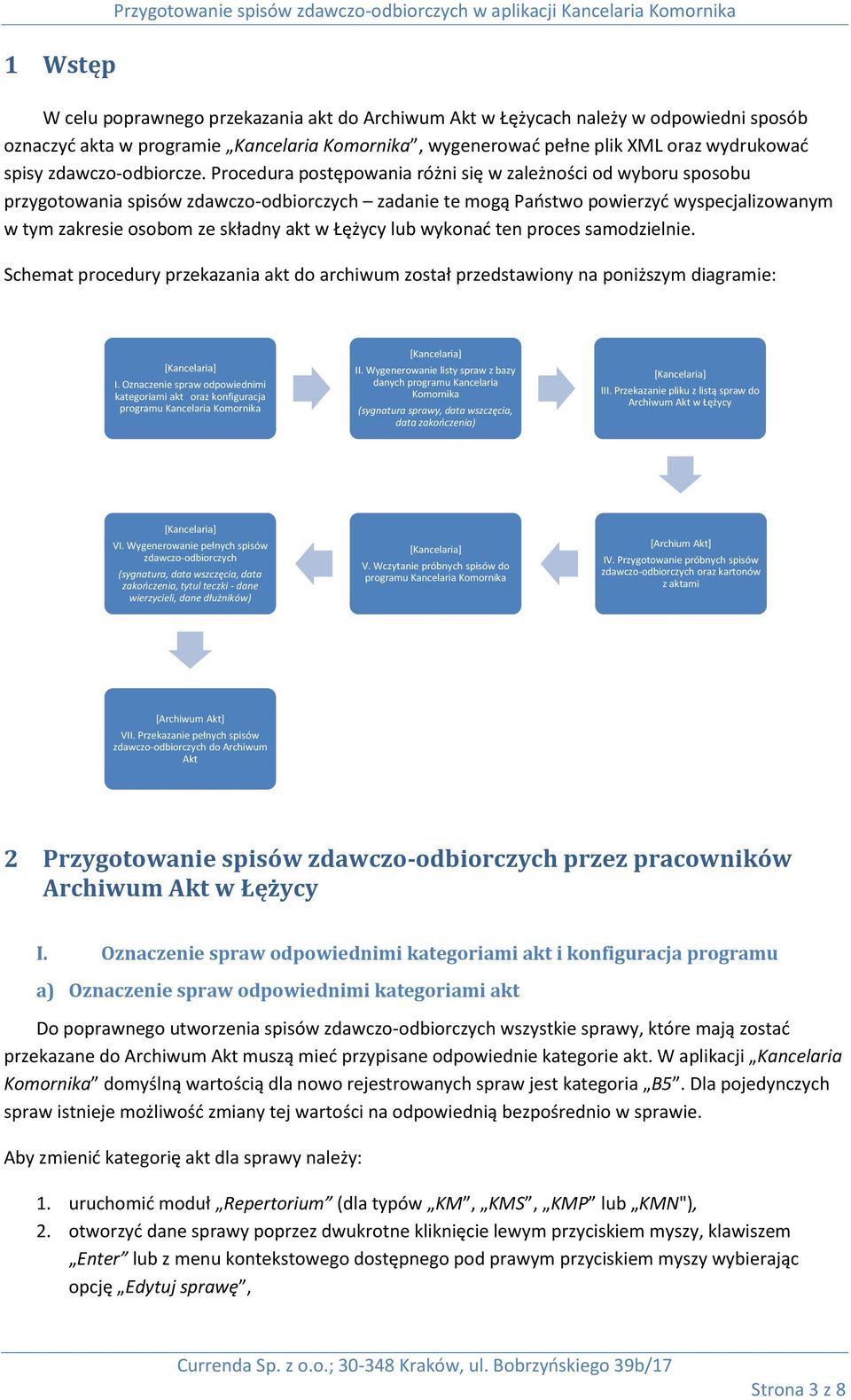 Procedura postępowania różni się w zależności od wyboru sposobu przygotowania spisów zdawczo-odbiorczych zadanie te mogą Państwo powierzyć wyspecjalizowanym w tym zakresie osobom ze składny akt w