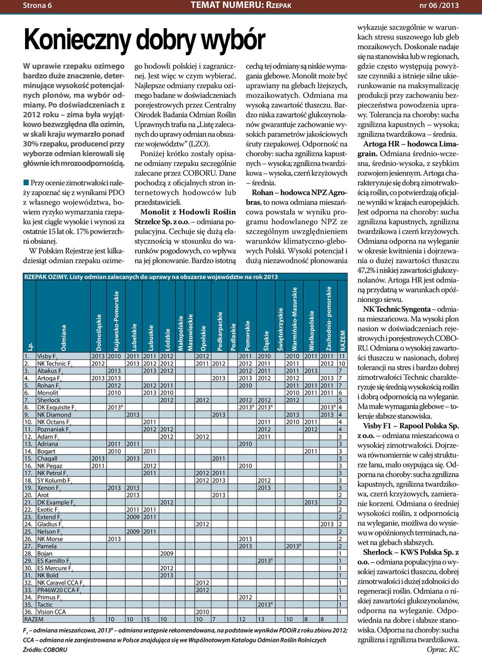 QQPrzy ocenie zimotrwałości należy zapoznać się z wynikami PDO z własnego województwa, bowiem ryzyko wymarzania rzepaku jest ciągle wysokie i wynosi za ostatnie 15 lat ok. 17% powierzchni obsianej.