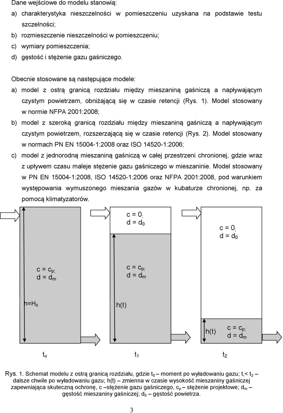 Moel stosoway w orie NFPA 2001:2008; b) oel z szeroką graicą rozziału ięzy ieszaią gaśiczą a apływający czysty powietrze, rozszerzającą się w czasie retecji (Rys. 2).