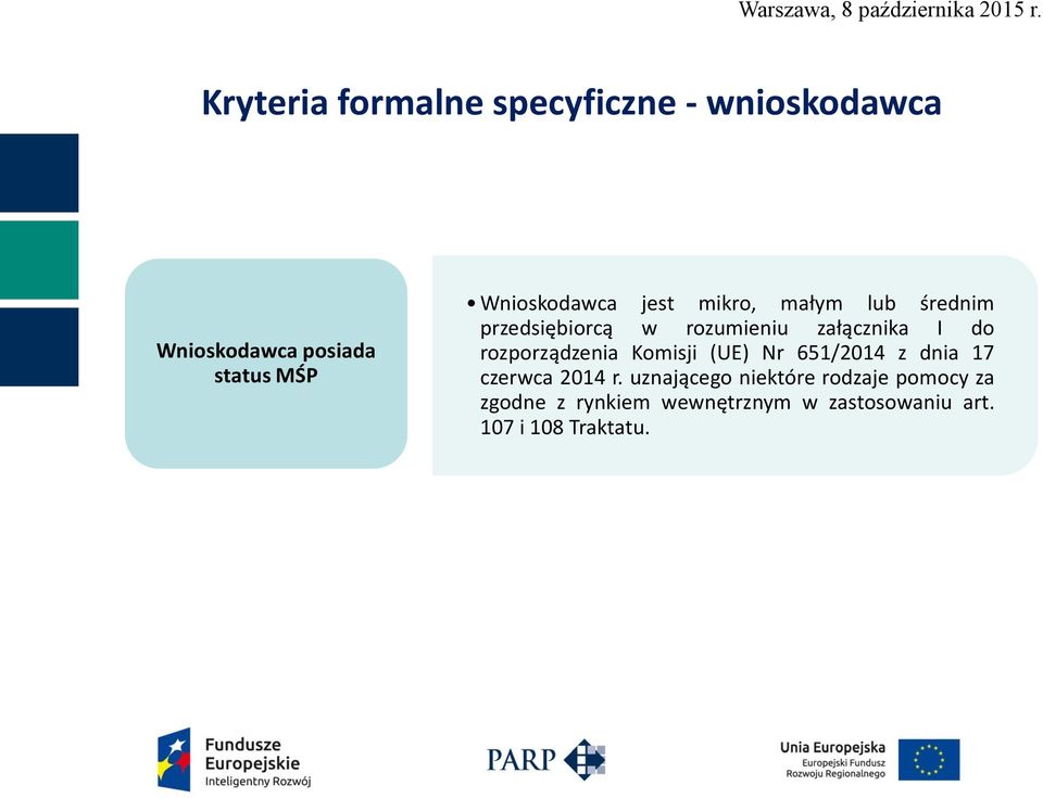 do rozporządzenia Komisji (UE) Nr 651/2014 z dnia 17 czerwca 2014 r.