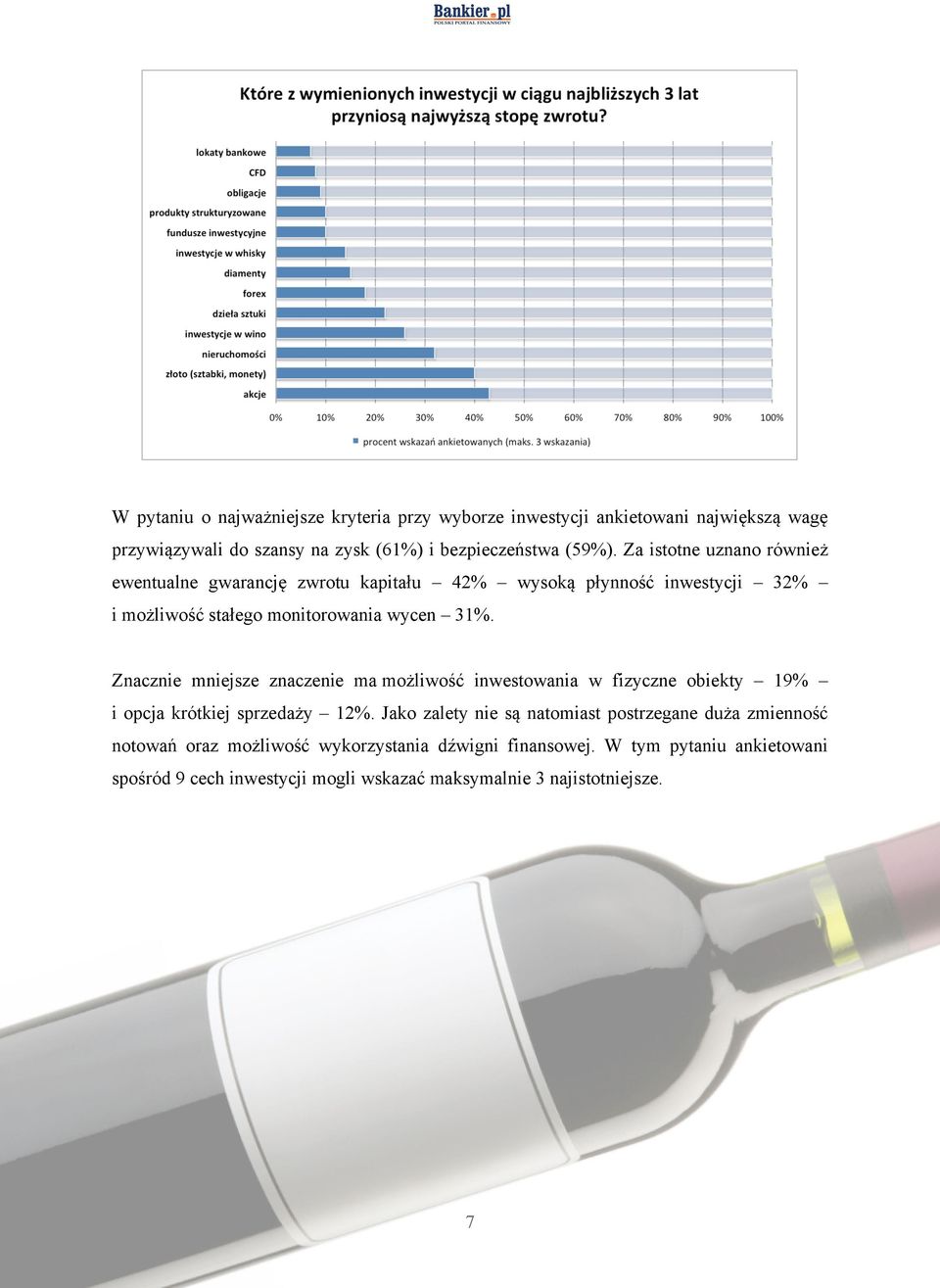 Znacznie mniejsze znaczenie ma możliwość inwestowania w fizyczne obiekty 19% i opcja krótkiej sprzedaży 12%.