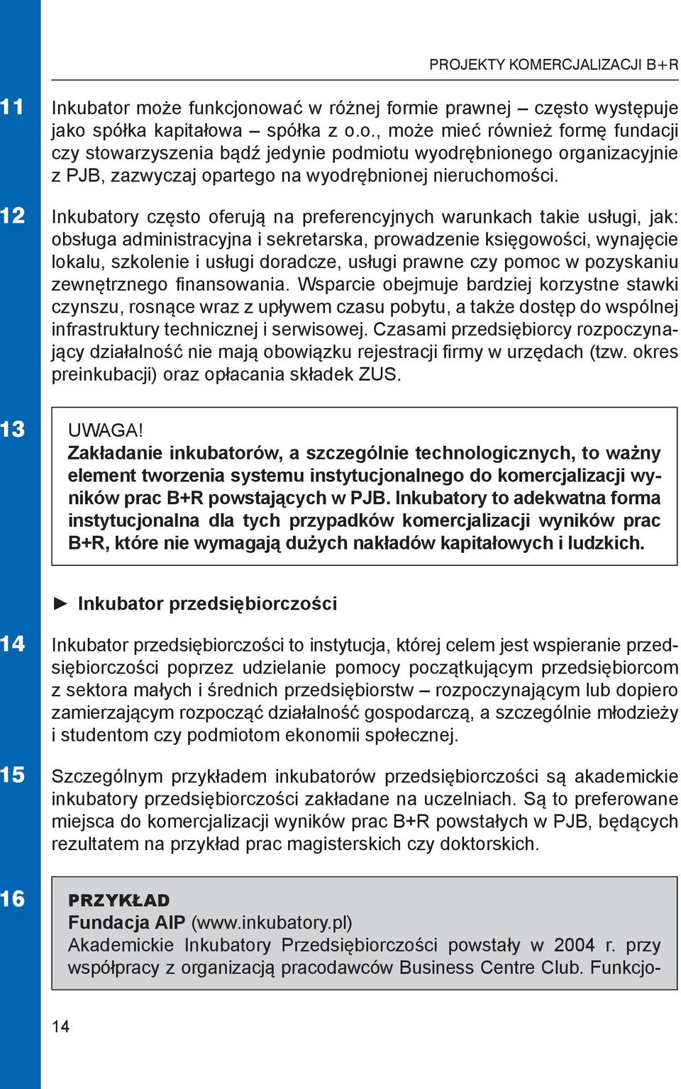 Inkubatory często oferują na preferencyjnych warunkach takie usługi, jak: obsługa administracyjna i sekretarska, prowadzenie księgowości, wynajęcie lokalu, szkolenie i usługi doradcze, usługi prawne